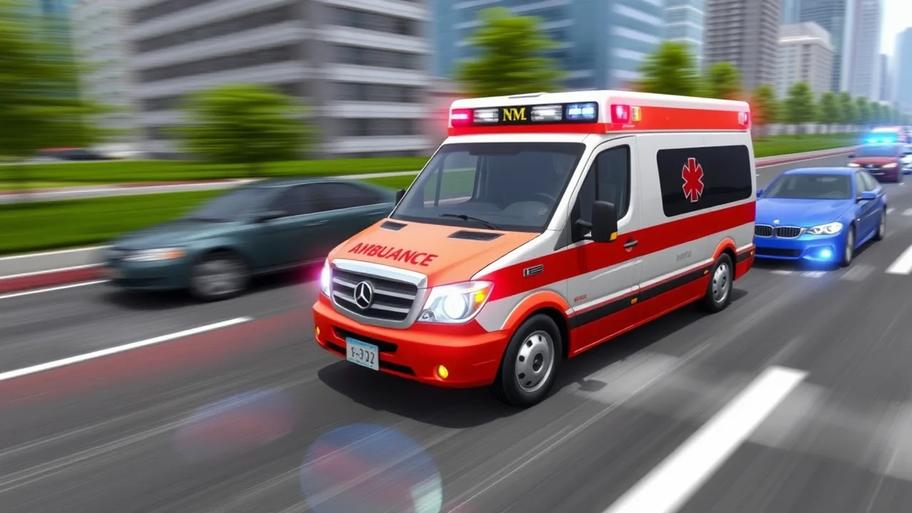 Racing Through Traffic in Hurry Ambulance image