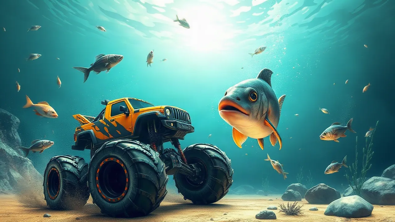 Fighting Fish with Monster Trucks image